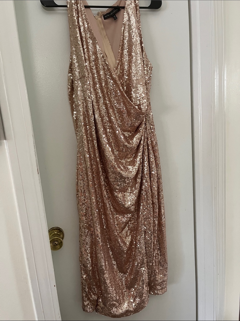 Symphony Rose Gold One-Shoulder Sequin Dress